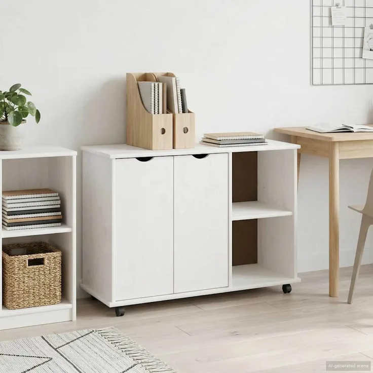 vidaXL Rollschrank MOSS 100 x 39 x 65,5 cm Massivholz Kiefer Weiß 42028385