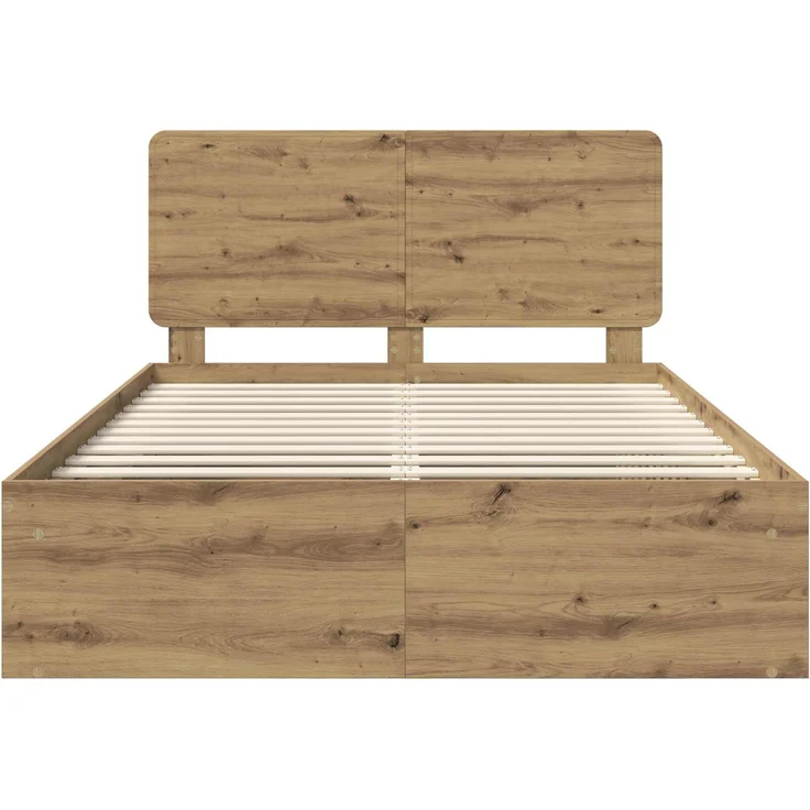 vidaXL Bettrahmen mit Kopfteil Kunsthandwerk Eiche 140 x 190 cm 3412496 – Bild 6