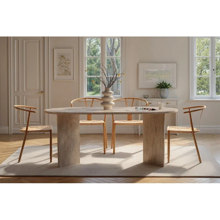 Elegant Dining Table, Travertine Color, 180 x 75 x 89.5 cm | 100% Melamine Coated Particle Board, 25 mm Thickness | Perfect for Modern Dining Spaces – Bild 2