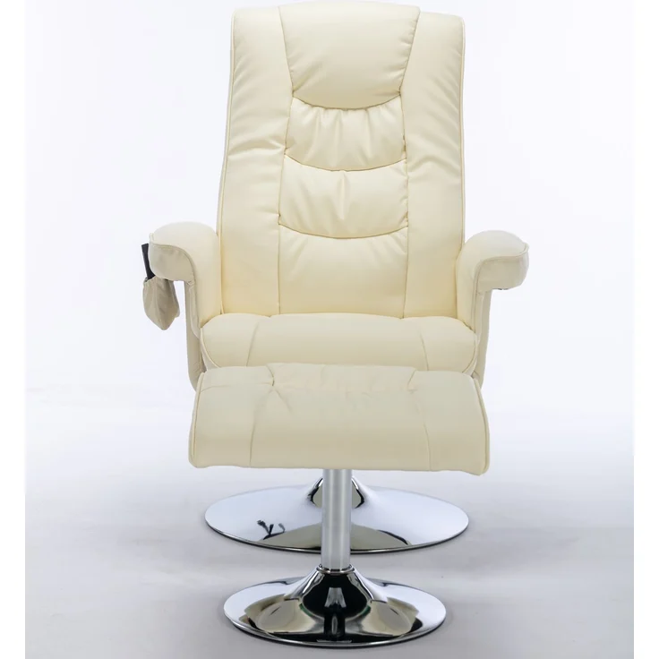 Massagesessel mit Heizfunktion & Fußhocker, verstellbare Rückenlehne bis 135°, Kunstleder Relaxstuhl mit 360° Drehung,Beige – Bild 10