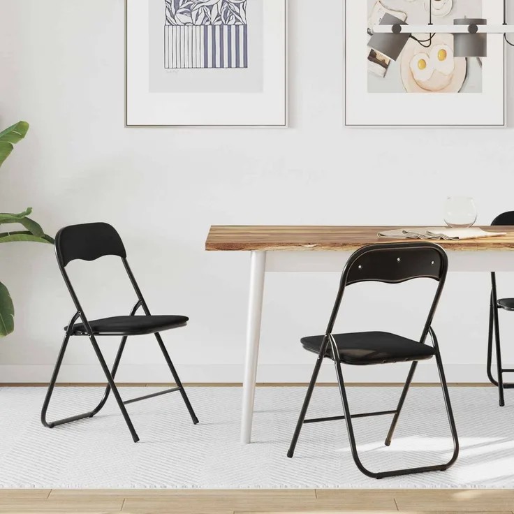 vidaXL Klappstuhl 2 pcs Schwarz 48 x 44 x 78 cm Samt 42029068