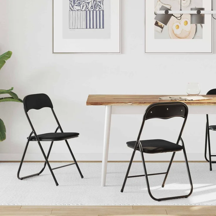 vidaXL Klappstuhl 2 pcs Schwarz 48 x 44 x 78 cm Samt 42029068 – Bild 1