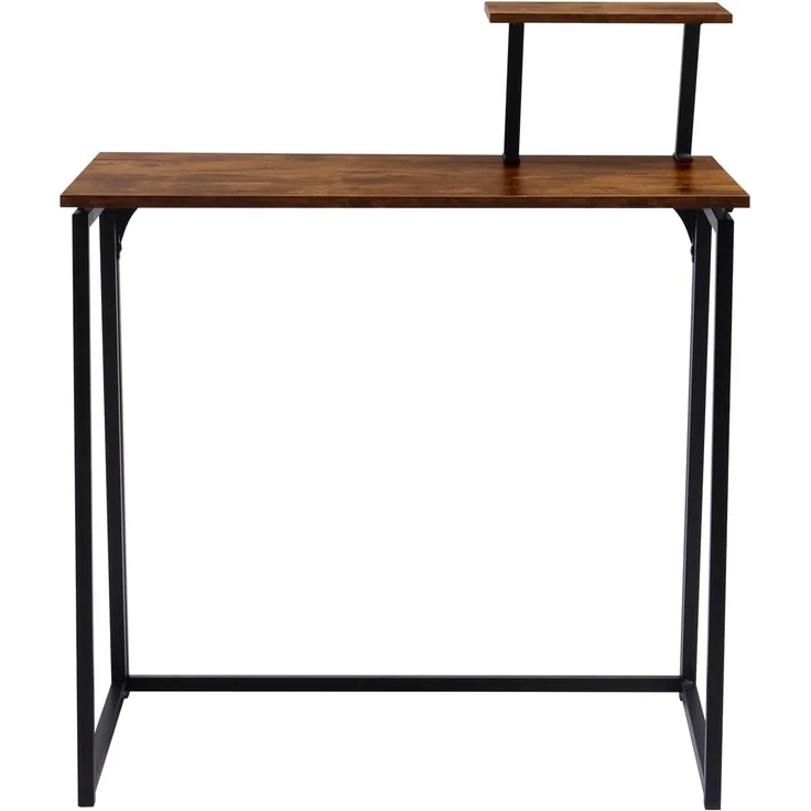 FurnitureR Klappbarer Schreibtisch mit Monitorständer, platzsparender Computertisch aus Holz und Metall im Industrial Design, zusammenklappbarer Arbeitstisch für Home Office, 80×40×75 cm,Vintage Braun – Bild 4
