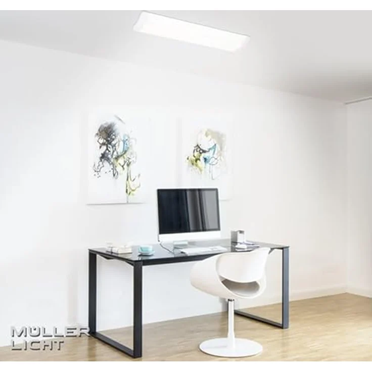 Müller-Licht Softlux Stilo Switch Tone, LED Bürodeckenleuchte 60cm, 25W, 2100lm, 3000K/4000K/6500K, Weiß, mit Memory-Funktion – Bild 4