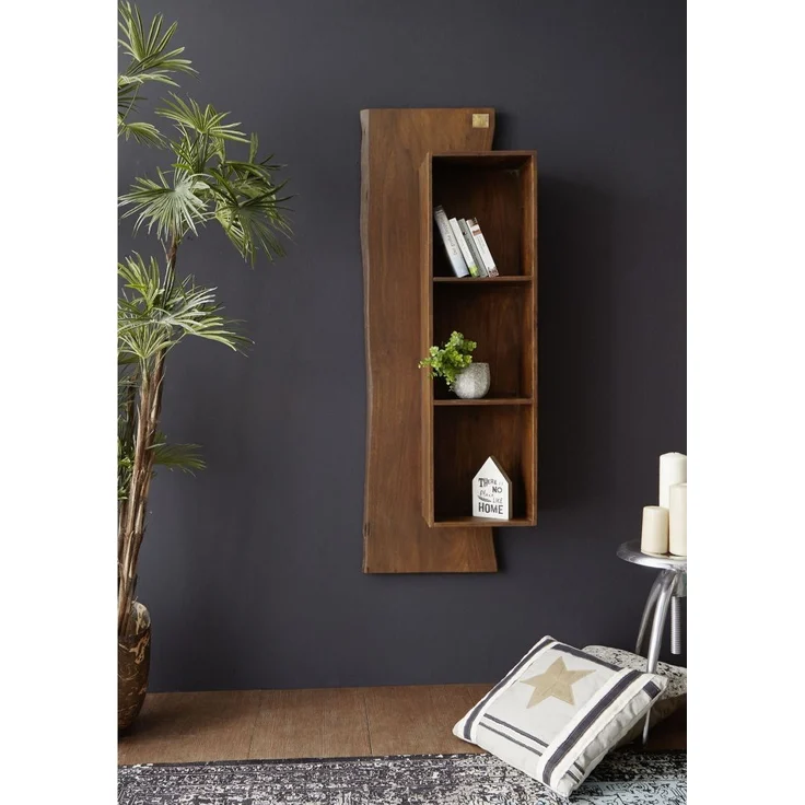 Wandregal Akazie 50x22x147 braun lackiert PURE ACACIA #201 – Bild 3