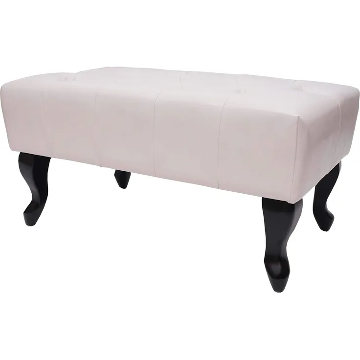 Ottomane Chesterfield, Sitzhocker Fußablage Hocker, Kunstleder 39x77x47cm ~ creme-weiß