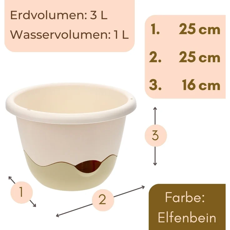 2er Set Blumentopf Hängend Blumenampel Außen Hängetopf für Pflanzen Blumenampel Outdoor Hängender Blumentopf Hängepflanzen Topf mit Wasserspeicher Elfenbein 25 cm – Bild 3