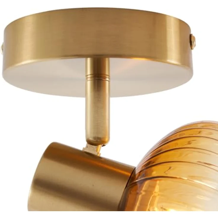 Qazqa Teddy Deckenstrahler, Deckenspot in Gold mit Bernsteinglas, max. 10W, dimmbar, E14 Fassung, rund, geeignet für Küche und Wohnzimmer – Bild 5