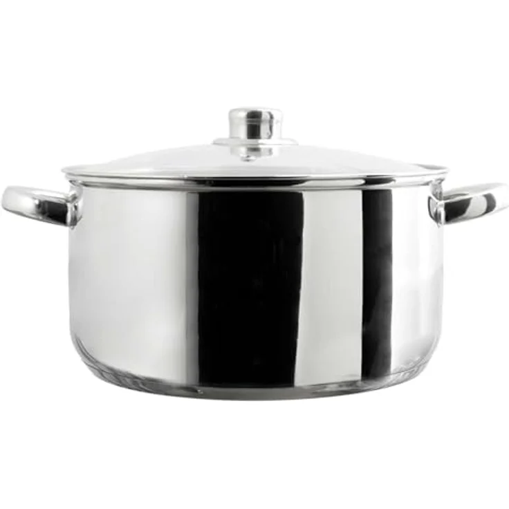 COOK CONCEPT Kochtopf aus Metall mit Glasdeckel 7 L Alle Herdarten Silber | Metall, Glasdeckel, 7 L Fassungsvermögen, geeignet für alle Herdarten inklusive Induktion, ofenfest, für Suppen und Eintöpfe – Bild 2