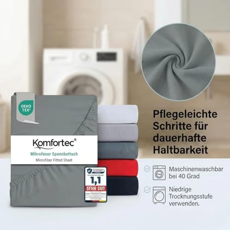 Komfortec Spannbettlaken Boxspringbett bis 15cm - 30cm Matratzenhöhe, Mikrofaser, Gummizug: Rundum, (2 Stück) – Bild 7