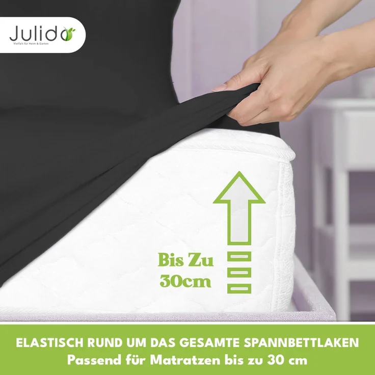 Jersey-Spannbettlaken für Kinder 70x140 cm hautfreundlich atmungsaktiv anthrazit – Bild 4