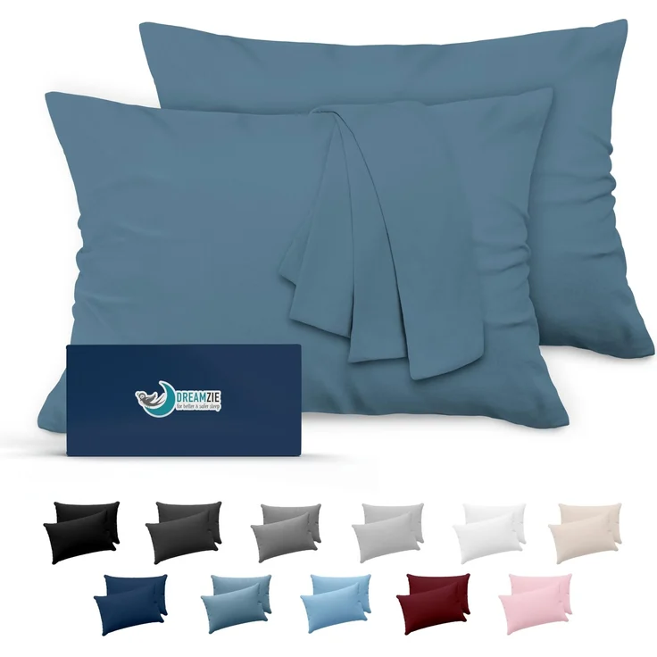 Dreamzie Kissenbezug 40x60 Blau 2er Set Mikrofaser Oeko-TEX Zertifiziert Kopfkissenbezug 40x60 Weich