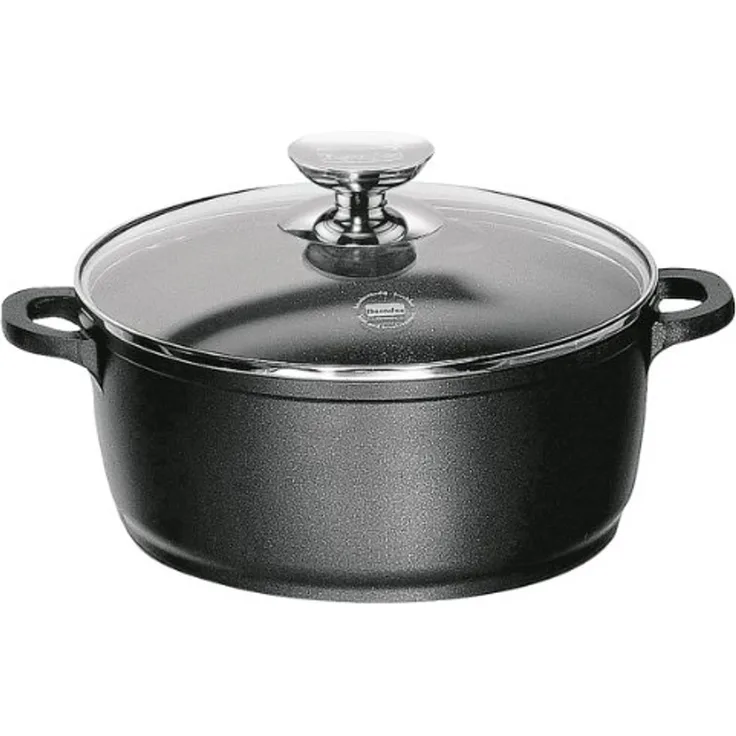 Berndes Vario Click Induction Kochtopf mit Glasdeckel, Topf mit Deckel, Antihaftversiegelung, Aluminiumguss, Schwarz, Ø 16 cm, 031141