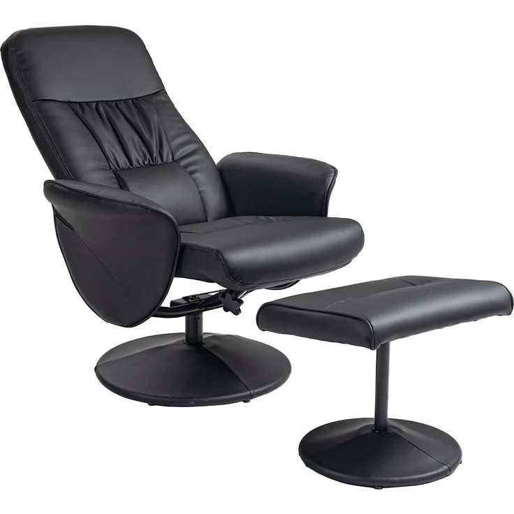 MELAYR, 2-teiliges Sessel-Set Sessel mit Fußhocker Relaxsessel mit Fußhocker, 81 x 76 x 101 cm, Schwarz – Bild 2