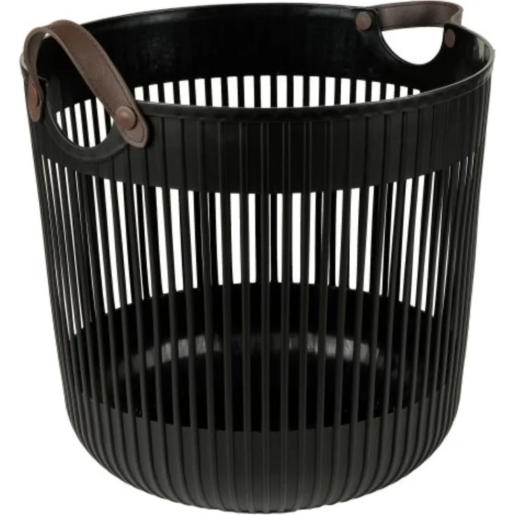 Aufbewahrungskorb mit Griffen in Lederoptik - Kunststoffkorb für Bad, Wohnzimmer & Haushalt 41 x 38 cm