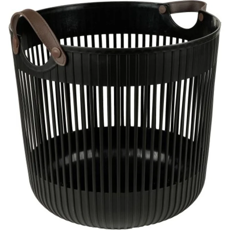 Aufbewahrungskorb mit Griffen in Lederoptik - Kunststoffkorb für Bad, Wohnzimmer & Haushalt 41 x 38 cm