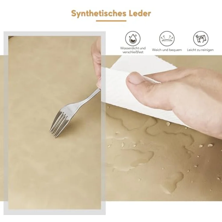 TUKAILAI Esszimmerstühle 2er Set aus Kunstleder, Küchenstuhl Polsterstuhl mit Offener Rückenlehne,Armlehnen,Gepolstertem Sitz, Metallbeinen, Stühle für Wohnzimmer,Esszimmer,Küche – Bild 6