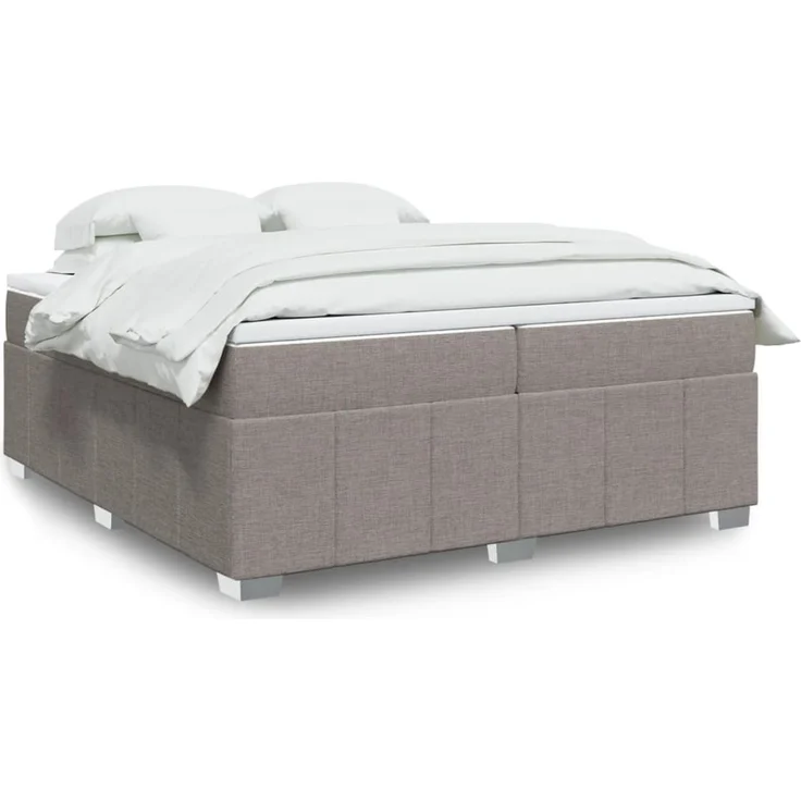 vidaXL Boxspringbett mit Matratze Taupe 200x200 cm Stoff 3285502 – Bild 1