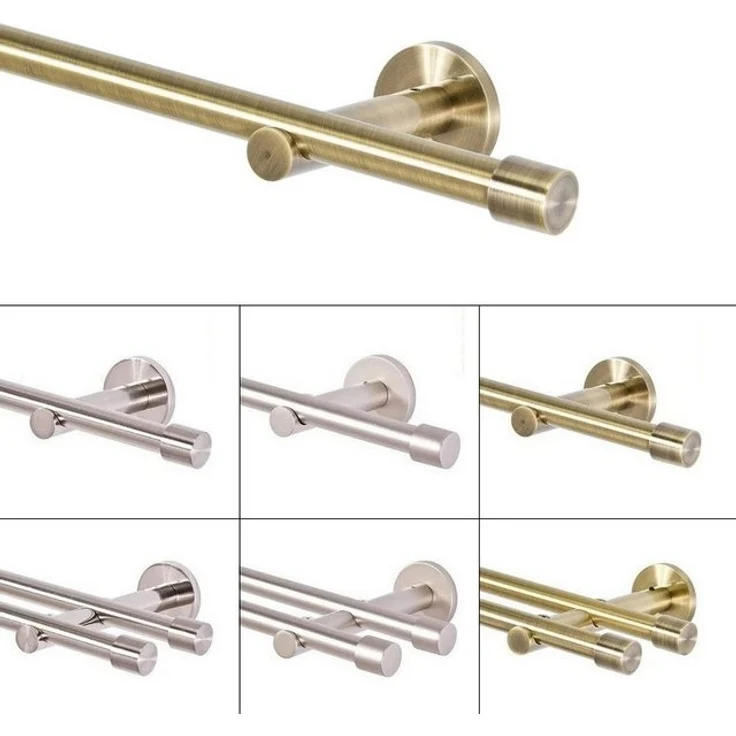 MDEKOR Gardinenstange komplette Ø 16 mm mit Endkappen, kürzbar, Wandmontage, 1-läufig, 120 cm Antik Gold – Bild 4
