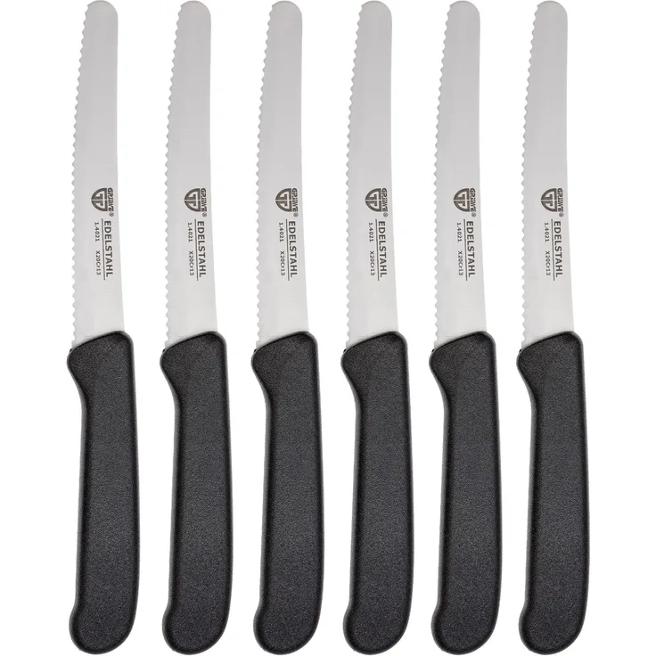 Frühstücksmesser / Brötchenmesser, 6 Stück, schwarz