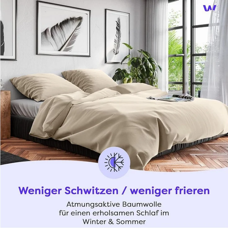 Wolkenfeld Kissenbezug Renforcé Kissenbezug Baumwolle - Natürlich weiches Schlafgefühl, (1 Stück), Größe 80x80, 40x80 und 70x90 cm, versteckter Reißverschluss – Bild 3