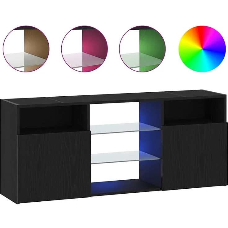 vidaXL TV-Schrank mit LED-Leuchten Schwarz Eichen-Optik 120x30x50 cm 862035
