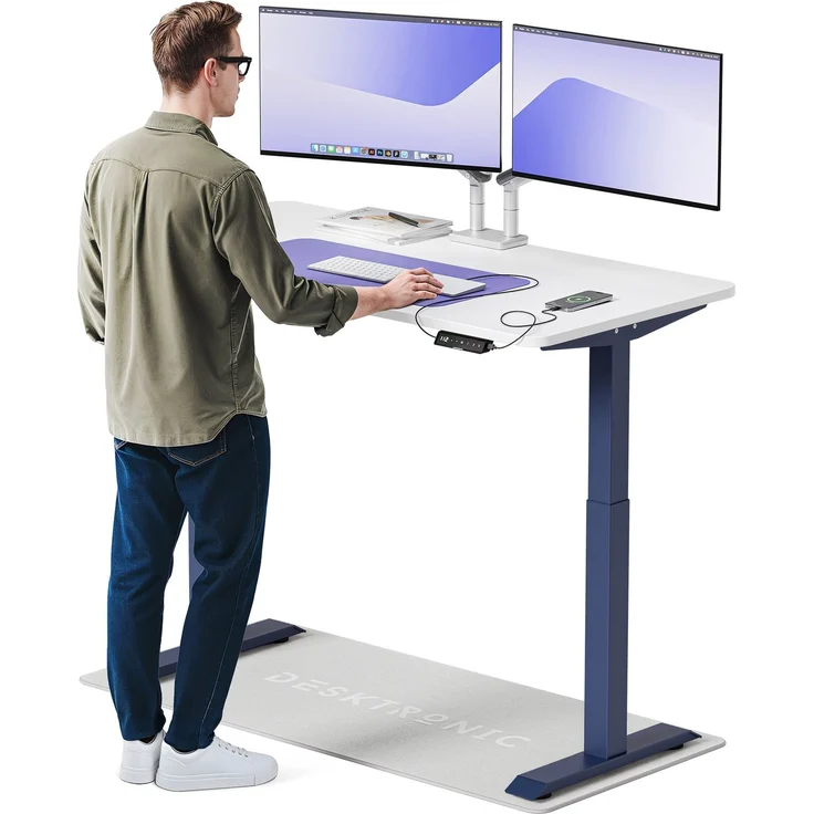 Desktronic HomeOne Elektrisch höhenverstellbarer Schreibtisch 140x70cm Blau/Weiß mit Memory-Funktion, Anti-Kollisions Technologie, USB-A und USB-C-Ladeanschlüssen – Bild 1