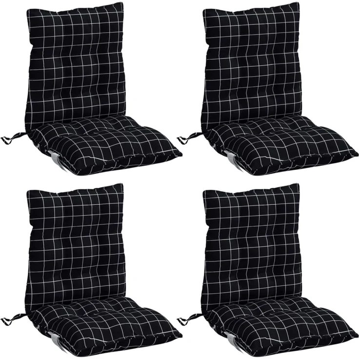 vidaXL Niedriglehner-Auflagen 4 Stk. Schwarz Karomuster Oxford-Gewebe 377720 – Bild 3