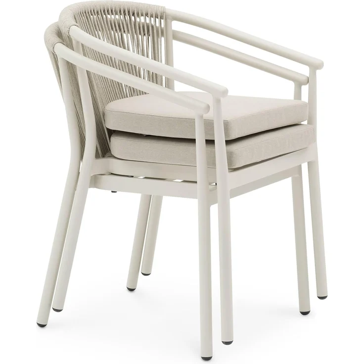 IDIMEX Gartenstuhl TAVOLO (6 St), Terrassenstuhl 6er Set mit Rope Rückenlehne und Sitzkissen cremeweiß – Bild 5