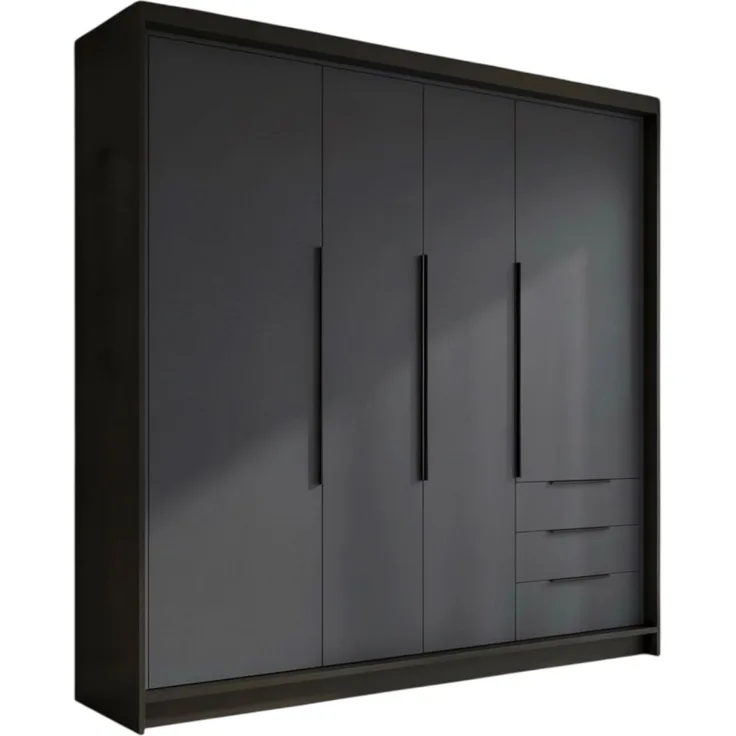 Schwebetürenschrank KLARI 2-türig Schrank 200 cm (mit Spiegel) Farbe: Schwarz, Graphit, Graphit