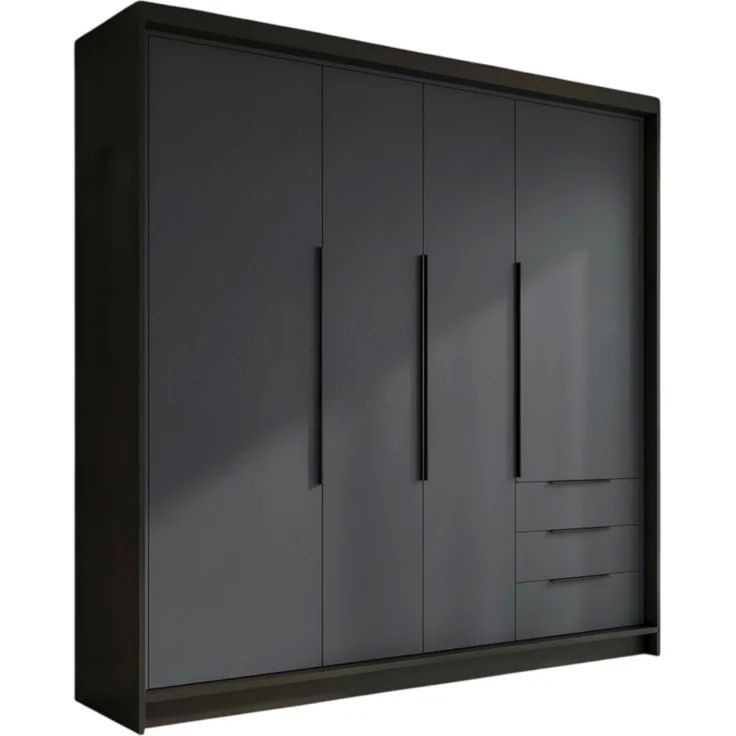 Schwebetürenschrank KLARI 2-türig Schrank 200 cm (mit Spiegel) Farbe: Schwarz, Graphit, Graphit – Bild 1