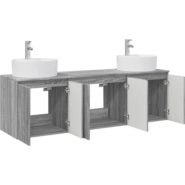 vidaXL Badezimmerschrank-Set 3 stk. Grau Sonoma 161,5 x 44,5 x 82 cm 3405673 – Bild 3