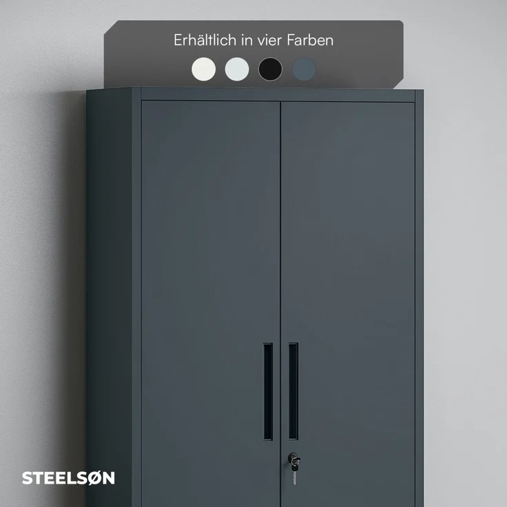 STEELSØN 'Regulus' Aktenschrank, Metall, anthrazit, 175x40x80 cm, abschließbar, Metallschrank mit 5 Fächern, geeignet als Werkzeugschrank – Bild 10
