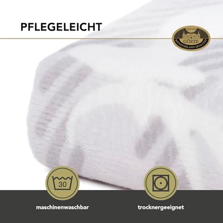 Gözze - Wohndecke Scandic, Kuscheldecke mit winterlichem Rentier-Design, Sofadecke aus Mikrofaser, 150x200 cm - Creme – Bild 5