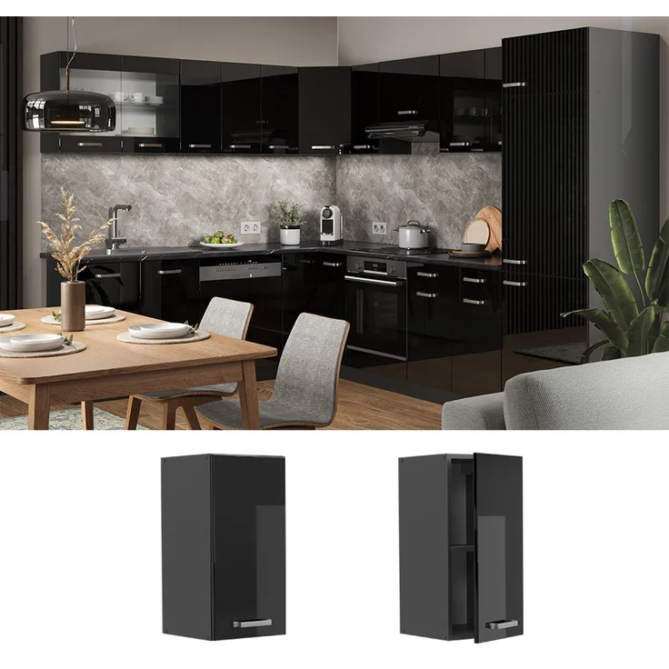 Hängeschrank R-Line Schwarz Hochglanz 30 cm Vicco – Bild 2