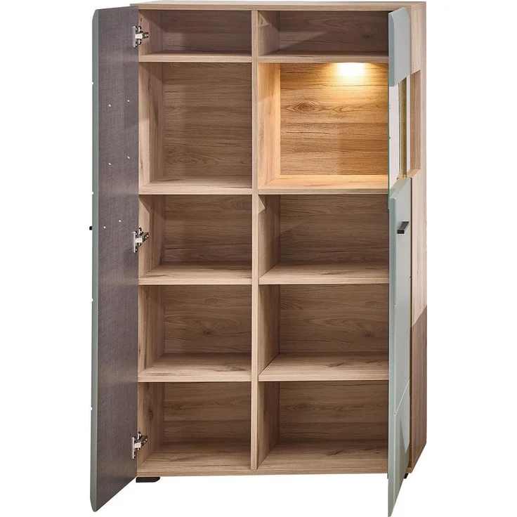 Innostyle Vitrine FUN PLUS II (2-St) Glastür, Holztür, 10 Fächer, Softclose, ABS Kantenschutz – Bild 2