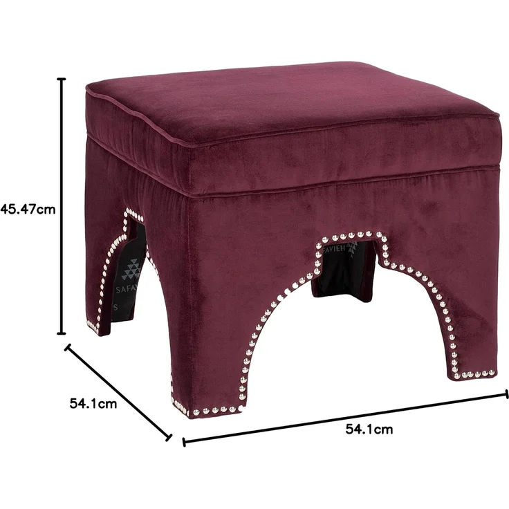 SAFAVIEH Upholstered Ottoman, in Bordeaux, 55 X 55 X 45 – Bild 6