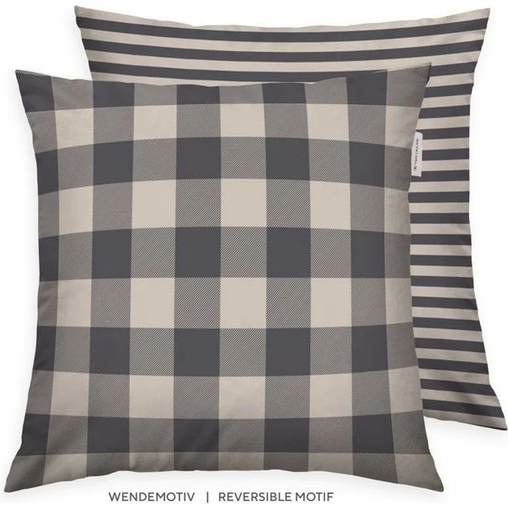 TOM TAILOR HOME Kissenbezüge new bedroom, Classic Check, 40x40cm oder 40x80cm, (1 Stück), Wendedesign mit Markenreißverschluss – Bild 4
