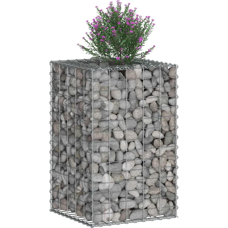 vidaXL Gabionen Hochbeet Silber 50 x 50 x 80 cm Verzinkter Stahl 42033326 – Bild 2