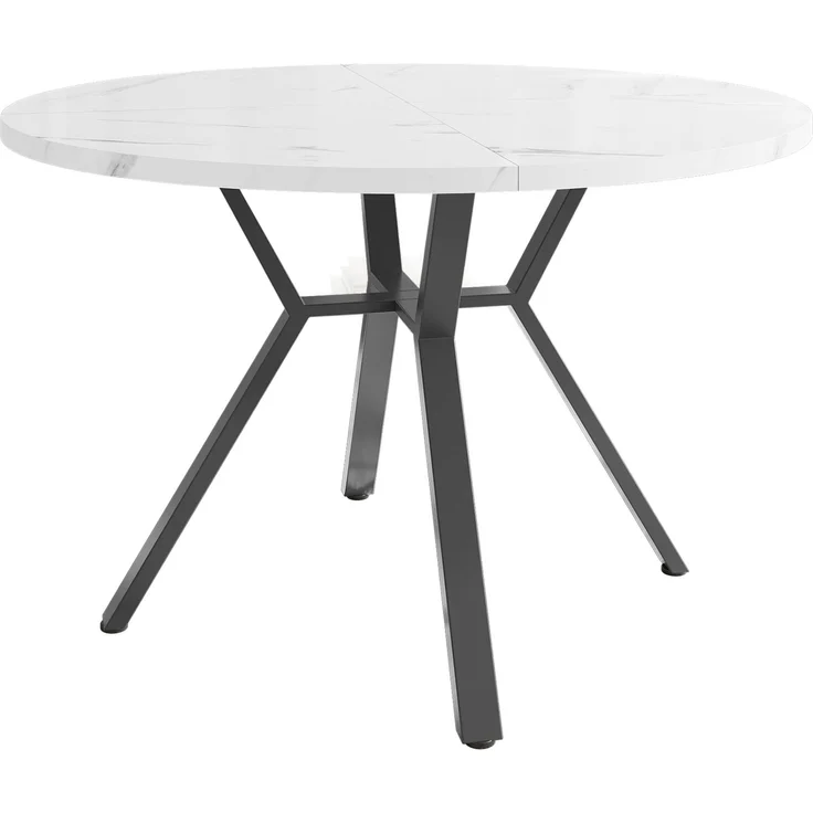 Esszimmer-Set 5-teilig runder Marmor Tisch 100cm×100cm & 4 Grün Samtstühle Metallgestell – Bild 7