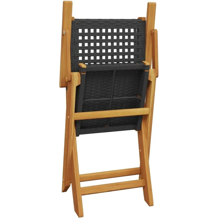 vidaXL Gartenstühle 6 Stk. Klappbar Schwarz Poly Rattan & Massivholz 3214557 – Bild 6