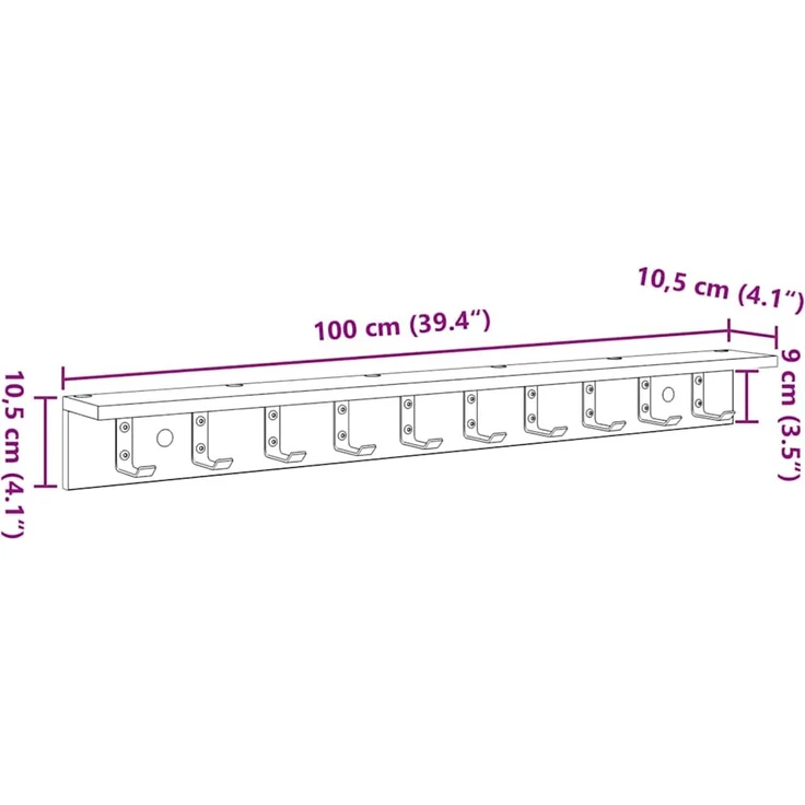 vidaXL Wandmontierter nachttisch Altholz 100 x 10,5 x 10,5 cm 874377 – Bild 11
