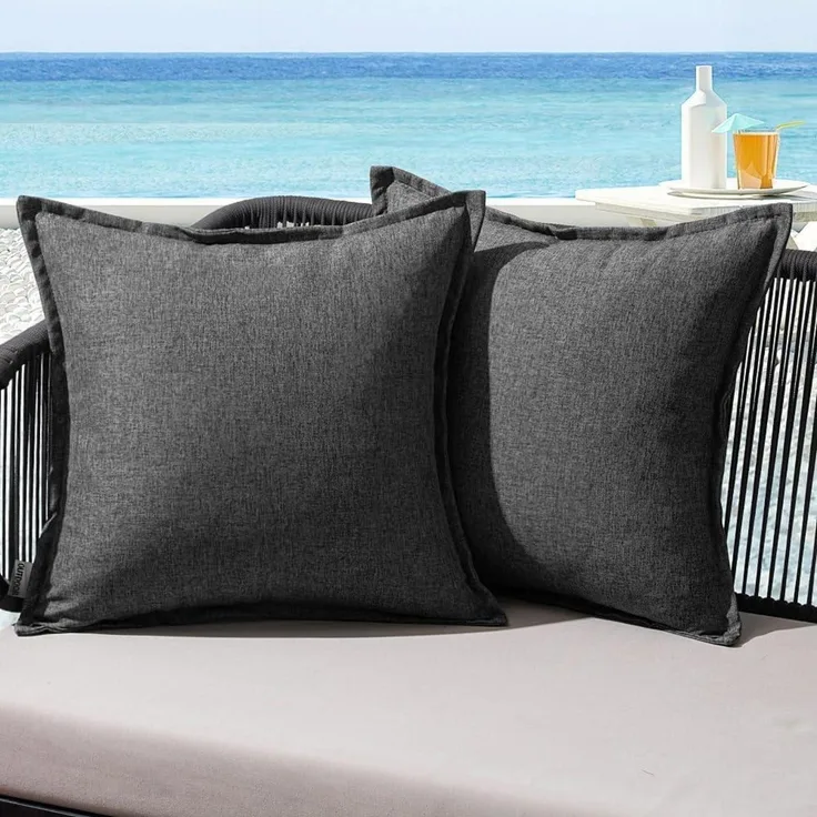 MIULEE Outdoor Kissen wasserdicht 2er Set 45x45cm hellgrau