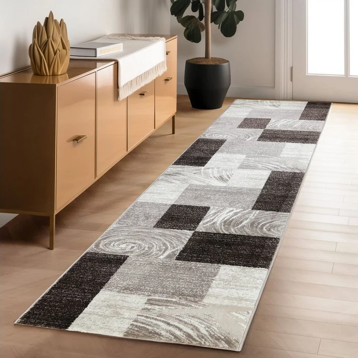 Carpettex Designteppich Abstrakt Kariert Design, Rechteckig, Höhe: 12 mm, Modern Kurzflor Teppich Wohnzimmer Kariert Design verschidene größen – Bild 2