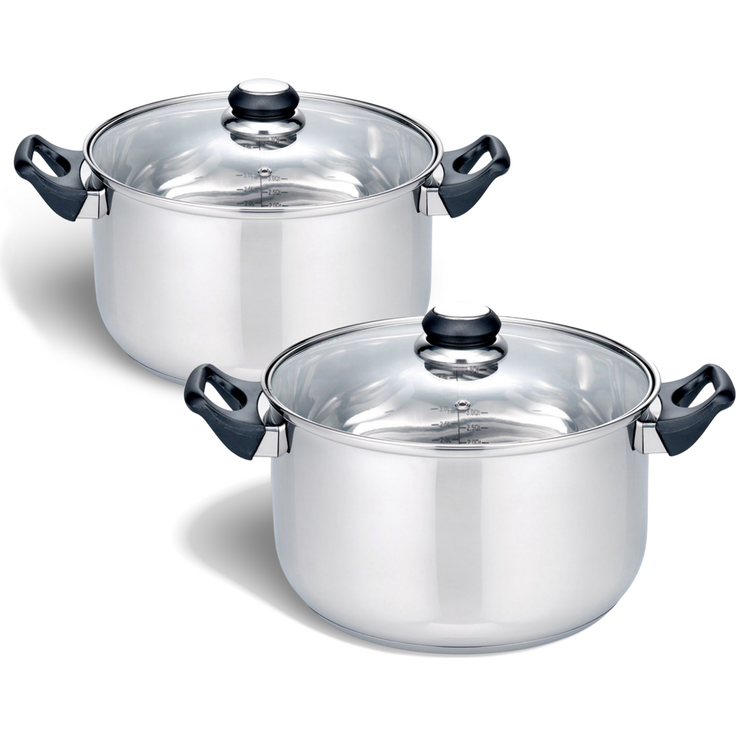 2x Edelstahl Kochtopf "Turin" 24cm Kochtöpfe Küche Töpfe Topf Set Kochen 2 Stück
