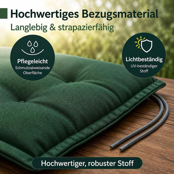 BURI 6x Auflagen Set Hochlehner für Gartenstühle 120x48x7cm Sesselauflagen Polster UV Lichtecht - Gartenstuhlauflagen Stuhlkissen mit Dicker Schaumstoff Füllung (Dunkelgrün) – Bild 7