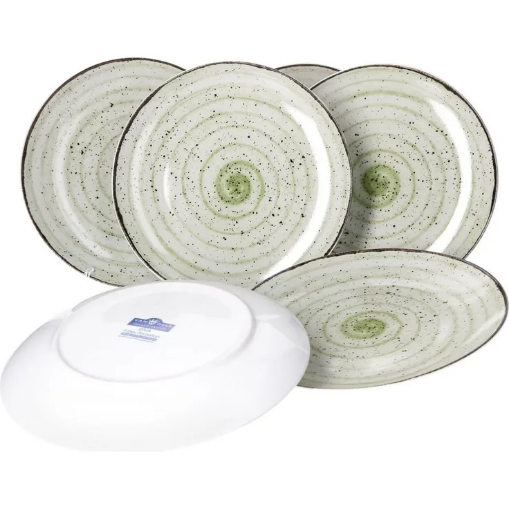 Van Well Riva 6tlg. Speiseteller-Set 6 Personen Essteller flach Porzellan spülmaschinengeeignet
