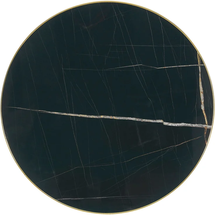 Runder Beistelltisch 59,5cm×59,5cm×73,5cm mit Marmoroptik – Tischplatte und goldfarbenem Edelstahlgestell – Bild 9