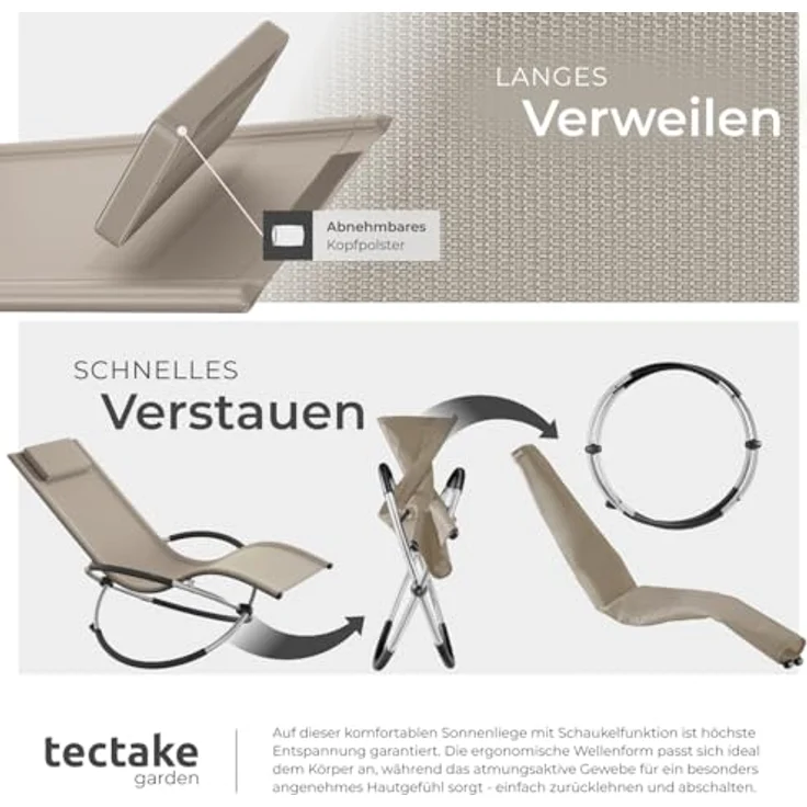 tectake Gartenliege Sonnenliege, 1, 1 St, 1tlg, mit Textilene – Bild 6