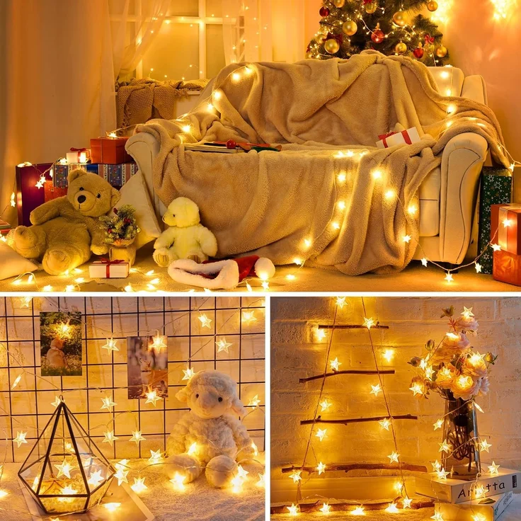 ABC LED-Sternen-Lichterkette, batteriebetrieben, 5 m, 50 LED, mit Timer – Bild 5